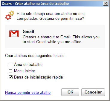 Passo 5: Criando atalhos para o Gmail Offline!